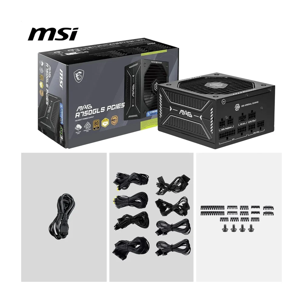  Alimentation modulaire ATX 3.1, 80 Plus Gold MSI MAG 750W 
