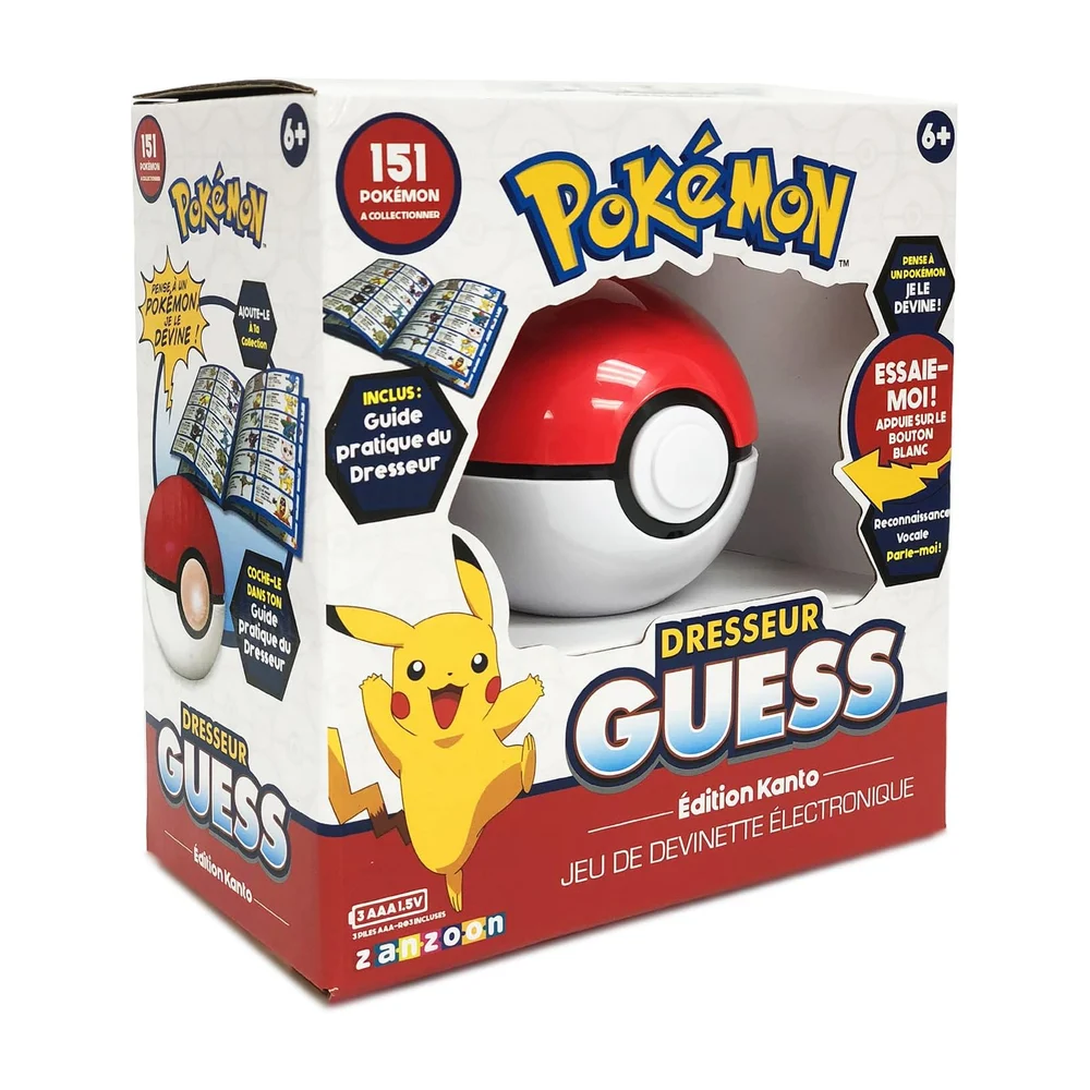 BANDAI - Pokémon - Dresseur Guess Edition Kanto - Jeu électronique Poké Ball - Jouet interactif, sans écran, à Reconnaissance vocale 