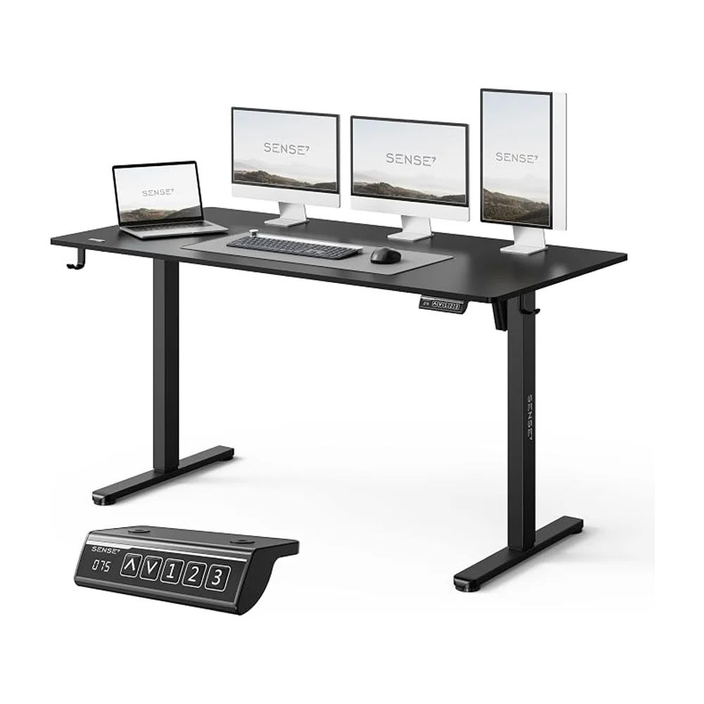  Bureau Gaming Électrique Noir 120 x 60 cm  Réglable en Hauteur 70 kg