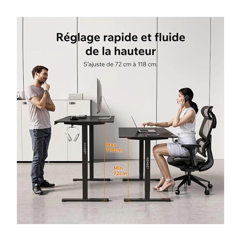 Bureau Gaming Électrique Noir 120 x 60 cm Réglable en Hauteur 70 kg - 2