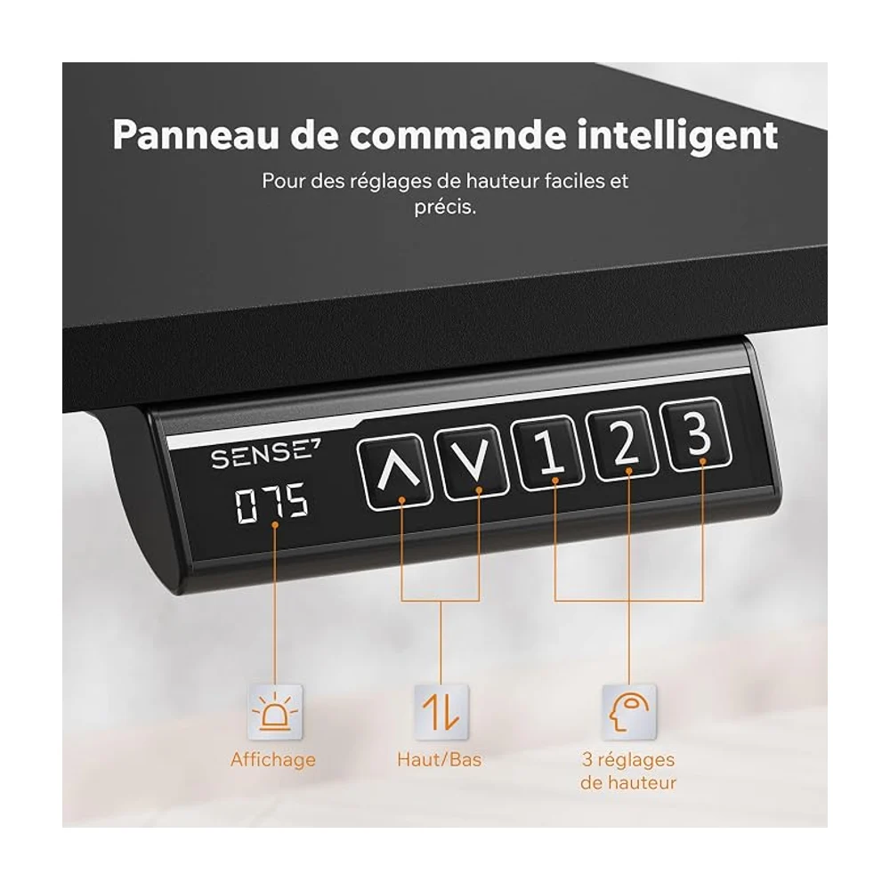 Bureau Gaming Électrique Noir 120 x 60 cm Réglable en Hauteur 70 kg - 4