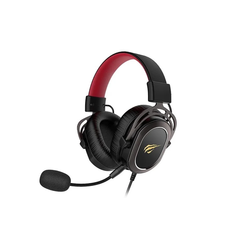 havit H2002E Pro Casque de Jeu Noir et Rouge, Haut-Parleur 60 mm, Prise Jack 3,5 mm, Microphone Amovible