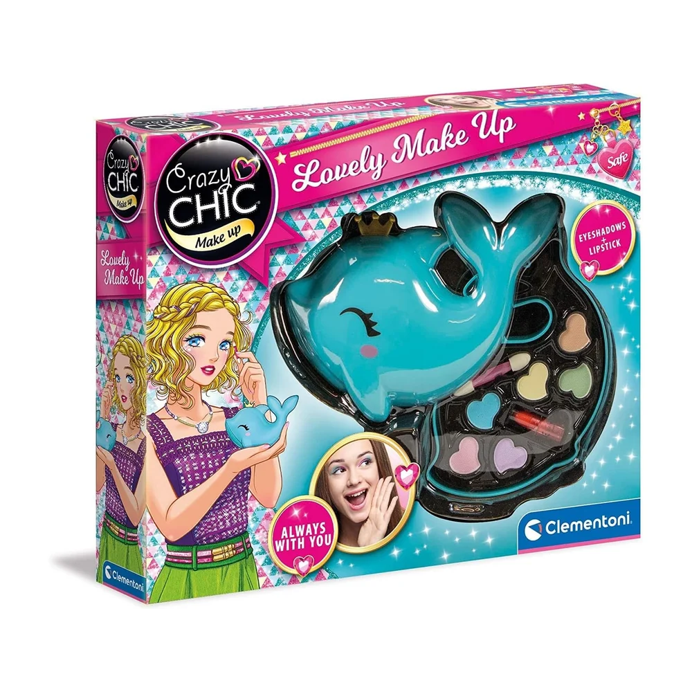 Clementoni | Crazy Chic Beauté – Palette de Maquillage Dauphin pour Enfants 6 Ans+ | Cosmétiques Enfant 