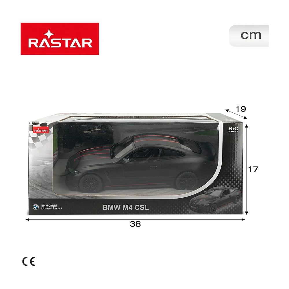 ColorBaby Rastar 41281 Voiture télécommandée, BMW M4 CSL, licence officielle, échelle 1:16, avec lumière, couleur noir mat, voitures radiocommandées, véhicule radiocommandé, télécommande - 2