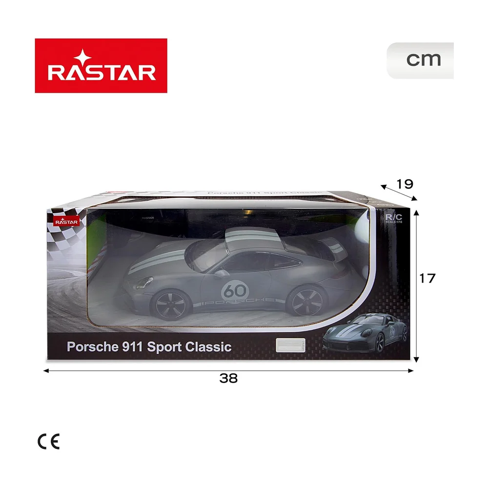 ColorBaby Rastar 41283 Voiture télécommandée, Porsche 911 Classic, produit sous licence officielle, échelle 1:16, avec lumière, gris, voiture télécommandée, véhicule télécommandé, télécommande - 2