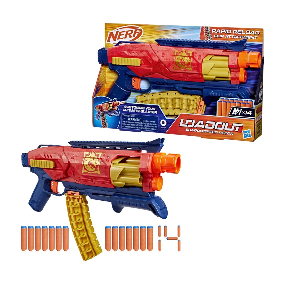 Équipement Nerf : Pistolet Nerf Shadowspeed Recon et 14 fléchettes N1