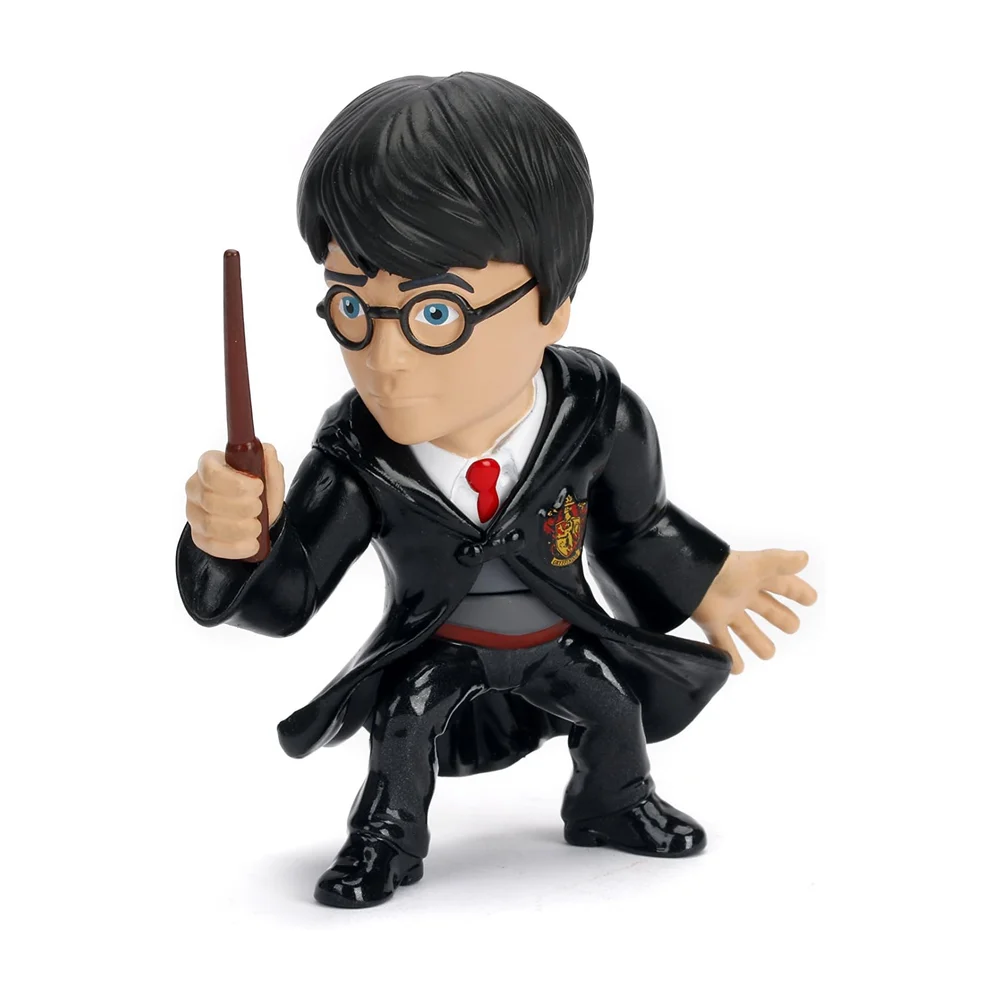 Figurine de collection Nano Metalfigs Harry Potter en uniforme scolaire avec baguette, en métal moulé sous pression, noir, 10 cm