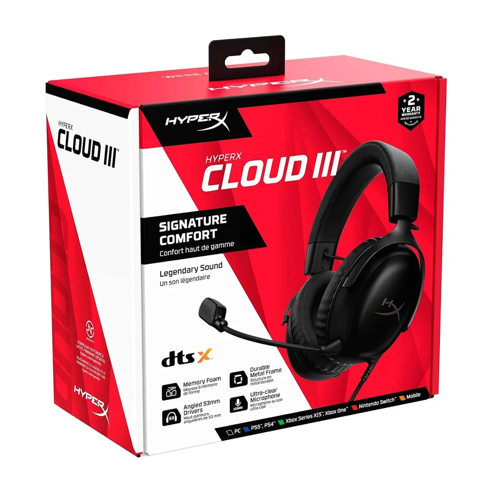  HyperX Cloud III – Casque de Gaming filaire, PC, PS5, Xbox Series