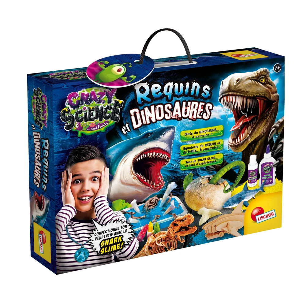 Lisciani - Crazy Science - Requins et Dinosaures Prédateurs - Dès 7 Ans Kit Scientifique Éducatif 