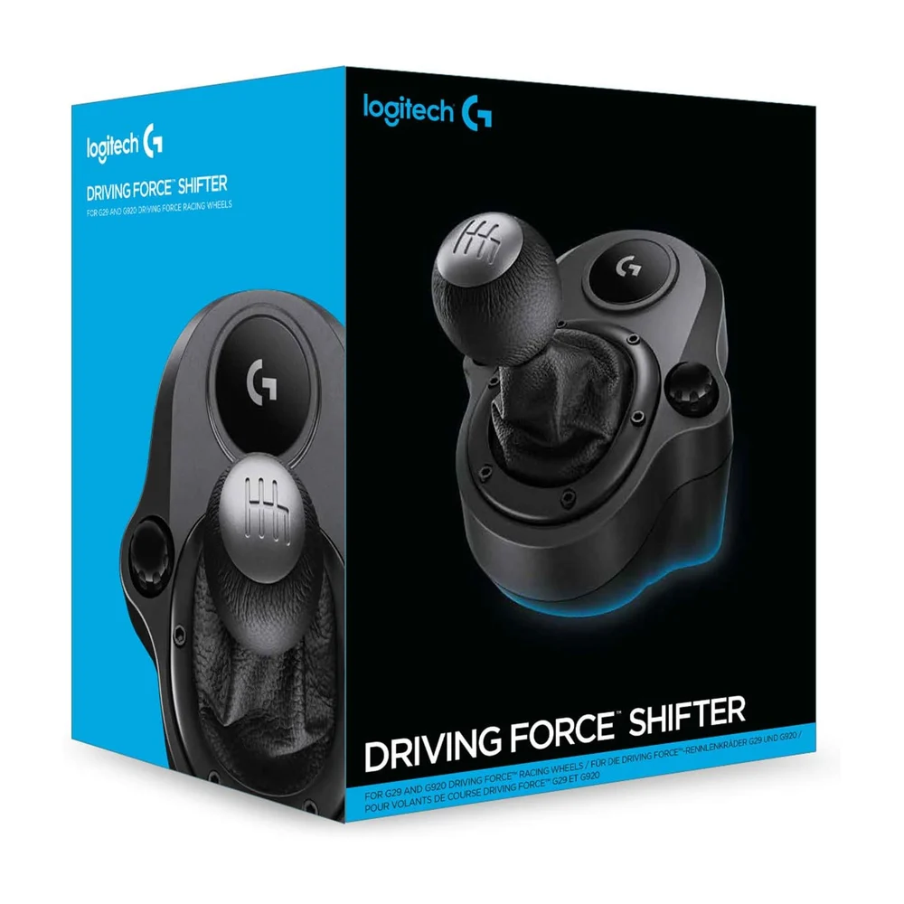 Logitech G Driving Force Levier de Vitesse pour Volant de Course G29 G920 et G923, 6 Vitesses, Enclenchement de la Marche Arrière par Pression, Conception Acier et Cuir - Noir