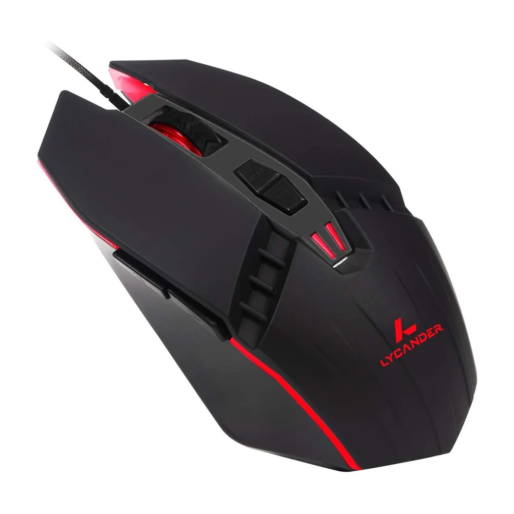LYCANDER Souris optique filaire USB avec dpi réglable jusqu'à 6400 7 boutons LED cble 1,5 M