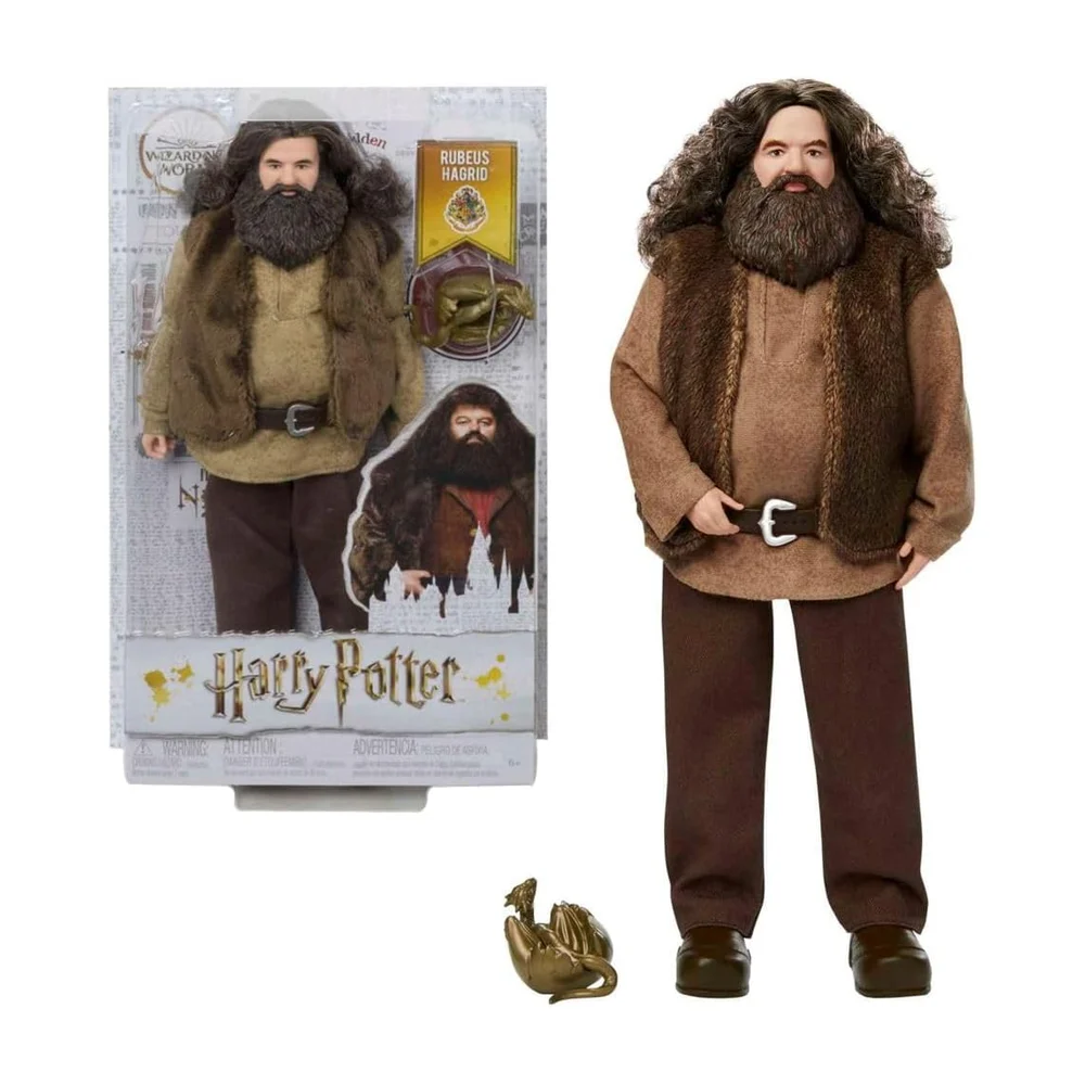Mattel GKT94 Poupée Harry Potter Rubeus Hagrid, env. 30 cm, avec chemise ceinturée, gilet et accessoire dragon