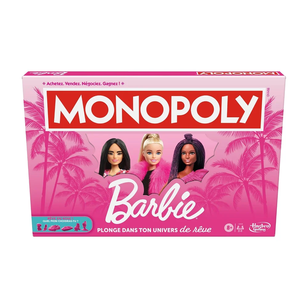 Monopoly Barbie Édition, Jeu De Plateau pour Enfants Et Familles, pour Les Fans De Jeux Classiques, Idées Cadeaux d'anniversaire, À Partir De 8 Ans