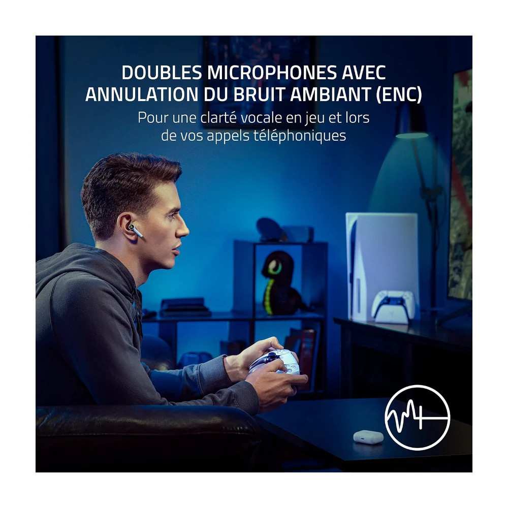 Razer Hammerhead HyperSpeed - Écouteurs Gaming sans Fil Multiplateforme pour PlayStation (Sans Fil HyperSpeed, Réduction Active du Bruit, Bluetooth 5.2, Jusqu'à 30H de - 3