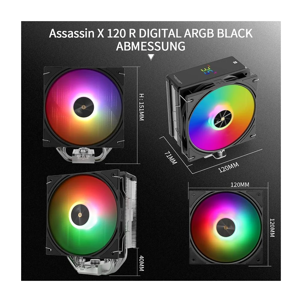 TR-Thermalright Assassin X 120 Refroidisseur d'air numérique pour processeur Intel LGA 1700/1851/115x, AM4/AM5 Noir